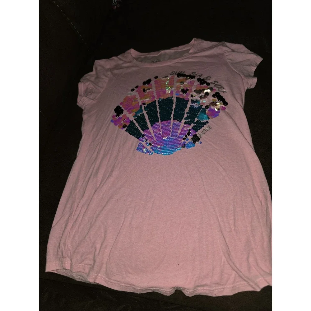 Justice sun sea and surf shell outfit size 10 top skort